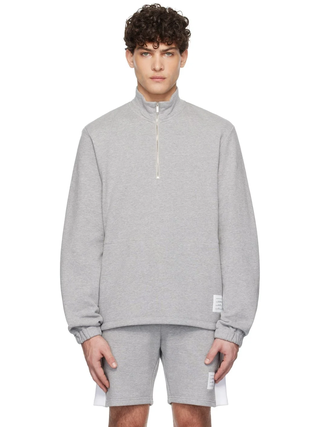 Gray Classic 4-Bar Jersey Half-Zip Sweatshirt - 1