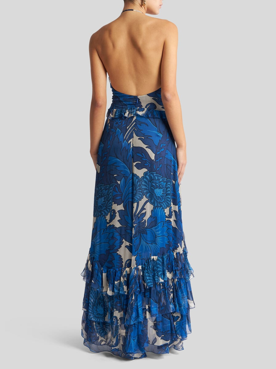DRESS WITH MAXI FLORAL PRINT AND DETACHABLE CAPE - 5