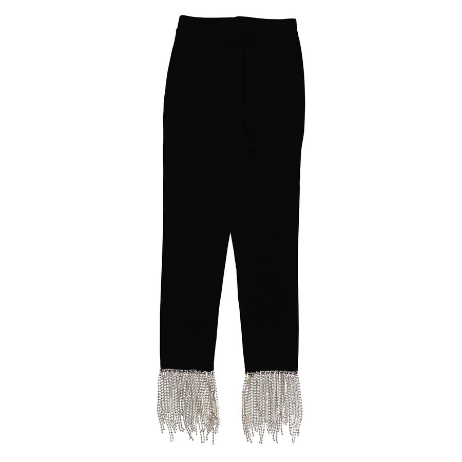 Burberry Ladies Black Crystal Fringe Detail Stretch Jersey Leggings - 2