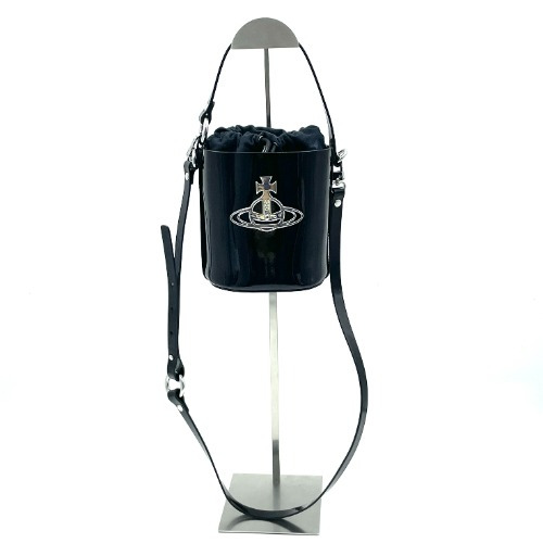 Vivienne - Vivienne Westwood Black Patent Daisy Drawstring Bucket Bag Small - 1