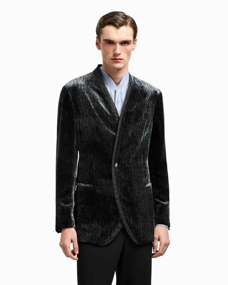 GIORGIO ARMANI UPTON LINE LUREX VELVET AND RHINESTONE TUXEDO JACKET outlook