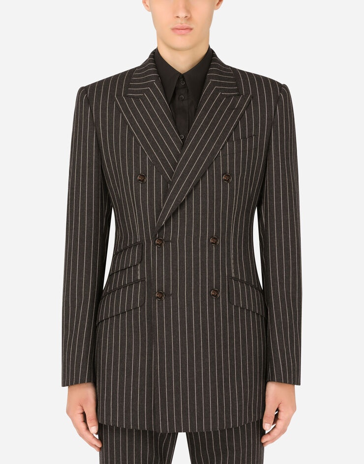 Double-breasted pinstripe wool Beat-fit jacket - 1