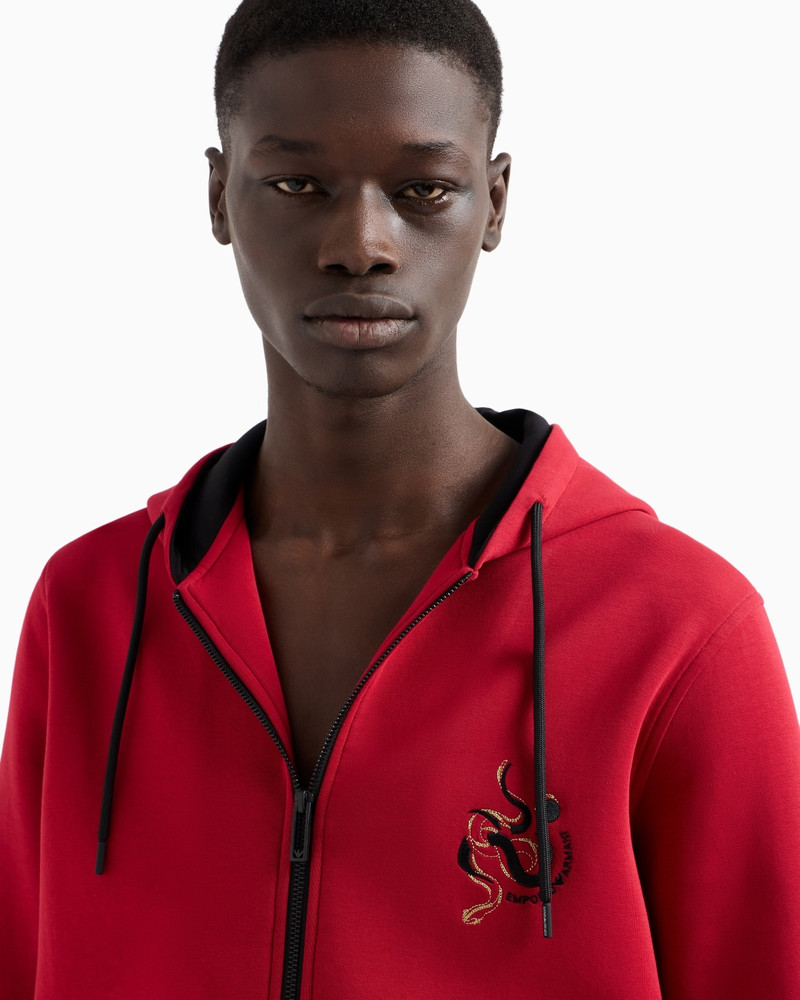 DOUBLE-JERSEY HOODED ZIP SWEATSHIRT WITH LUNAR NEW YEAR EMBROIDERY 5