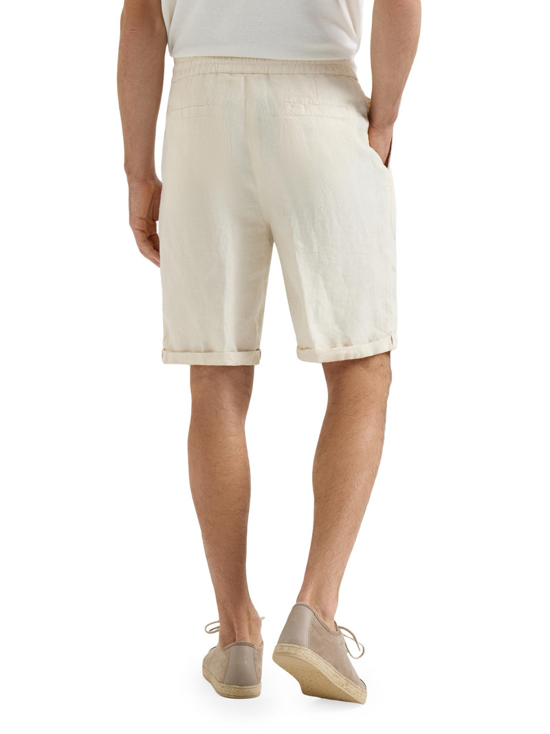 Men's Garment Dyed Bermuda Shorts in Linen Gabardine - Off White 4