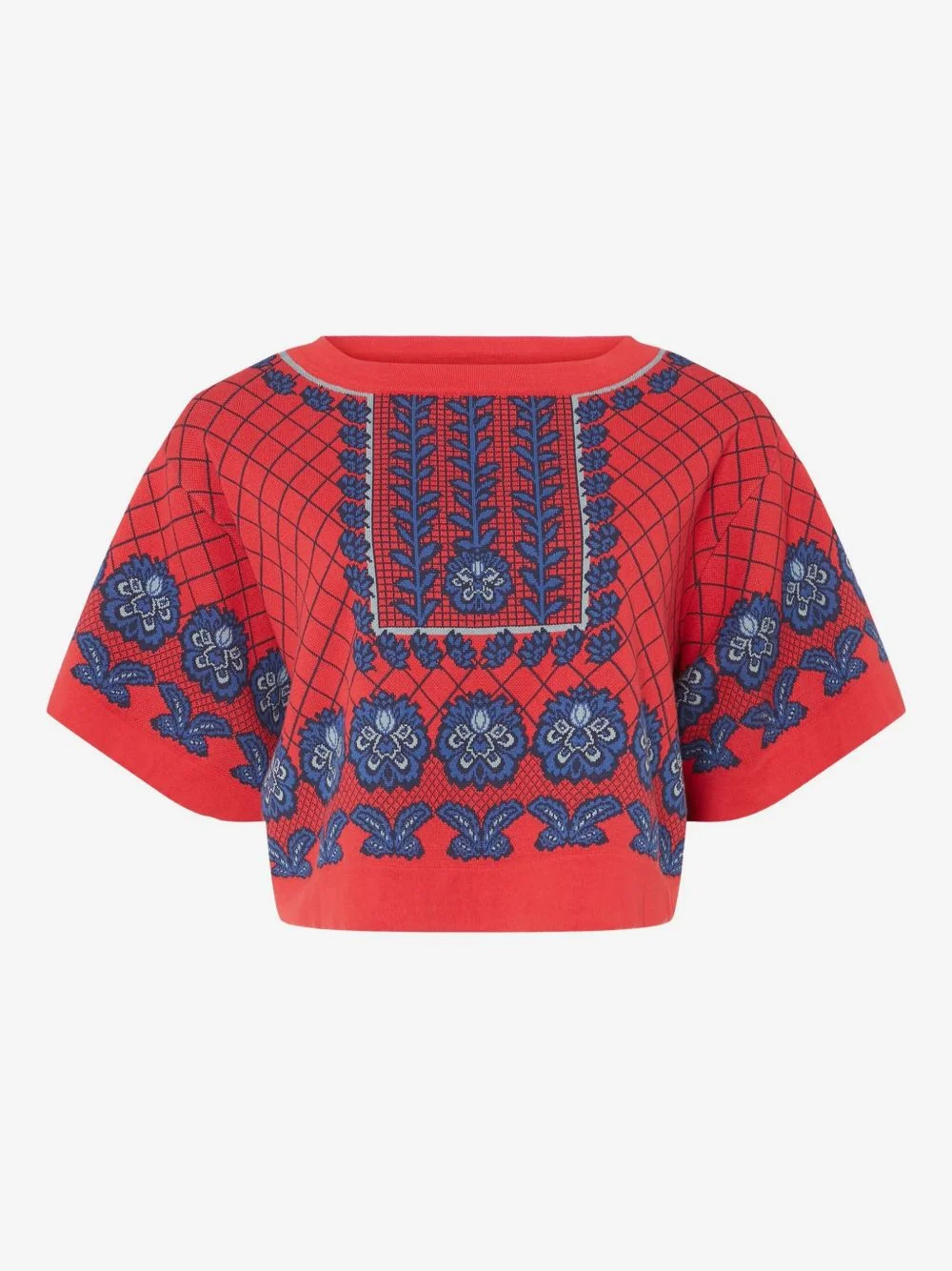 grid-pattern T-shirt - 1