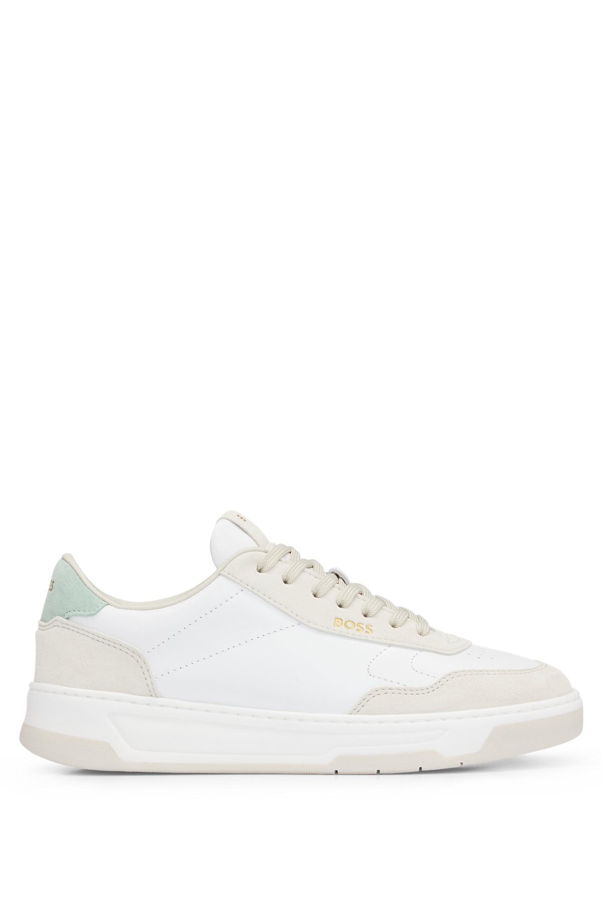 BRANDED LACE-UP TRAINERS IN LEATHER AND NUBUCK - 1