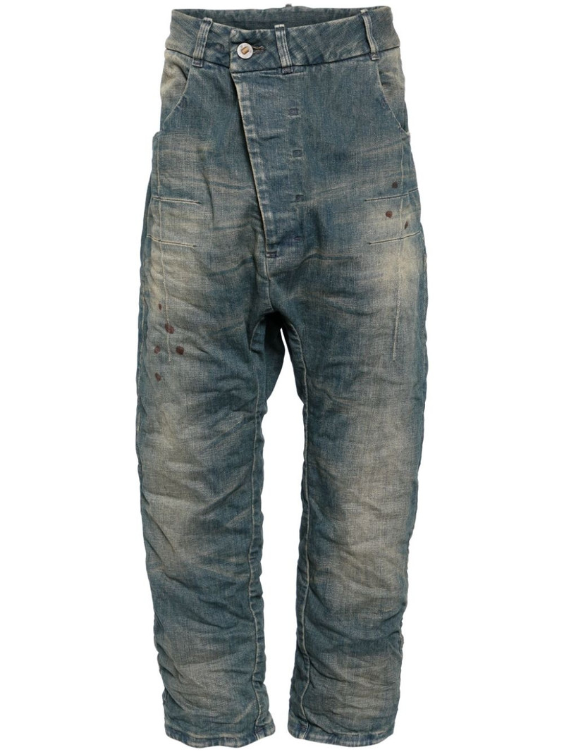 asymmetric drop-crotch jeans 1
