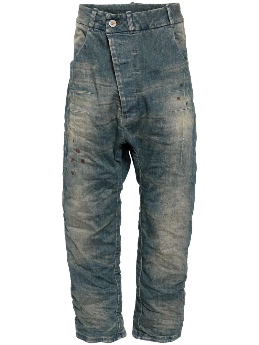 asymmetric drop-crotch jeans - 1