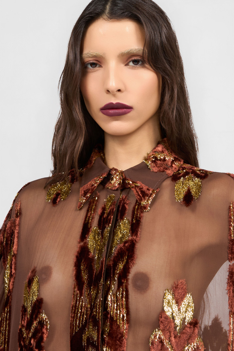 Brown Fil Coupé Shirt 5