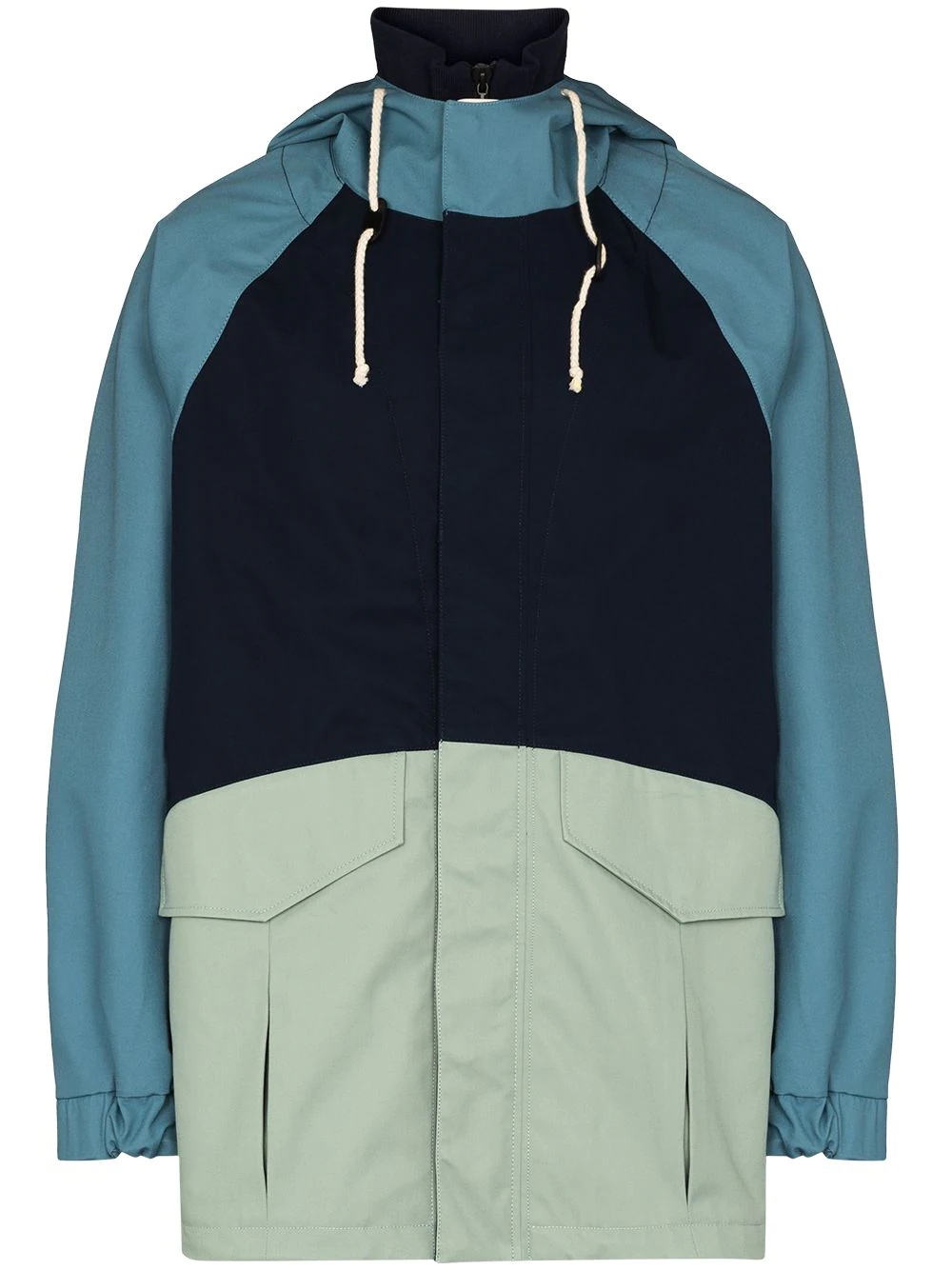 colour-block parka jacket - 1