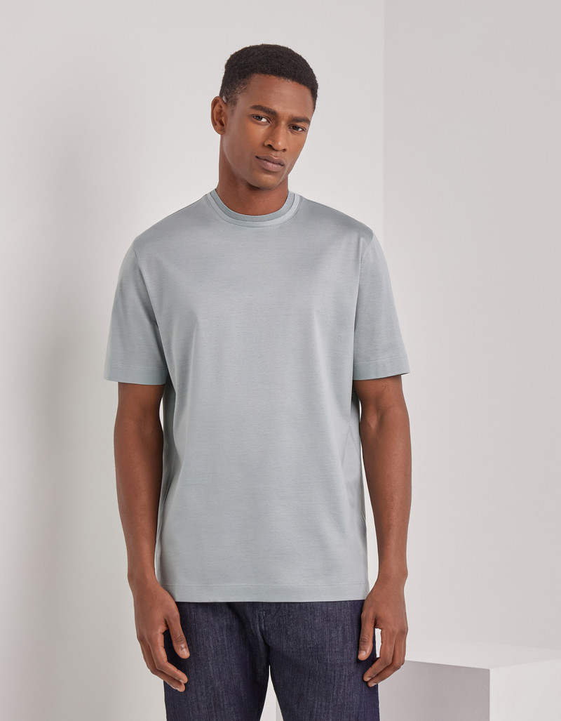 Canali BRIANZA GREEN LISLE COTTON T-SHIRT WITH DOUBLE COLLAR outlook