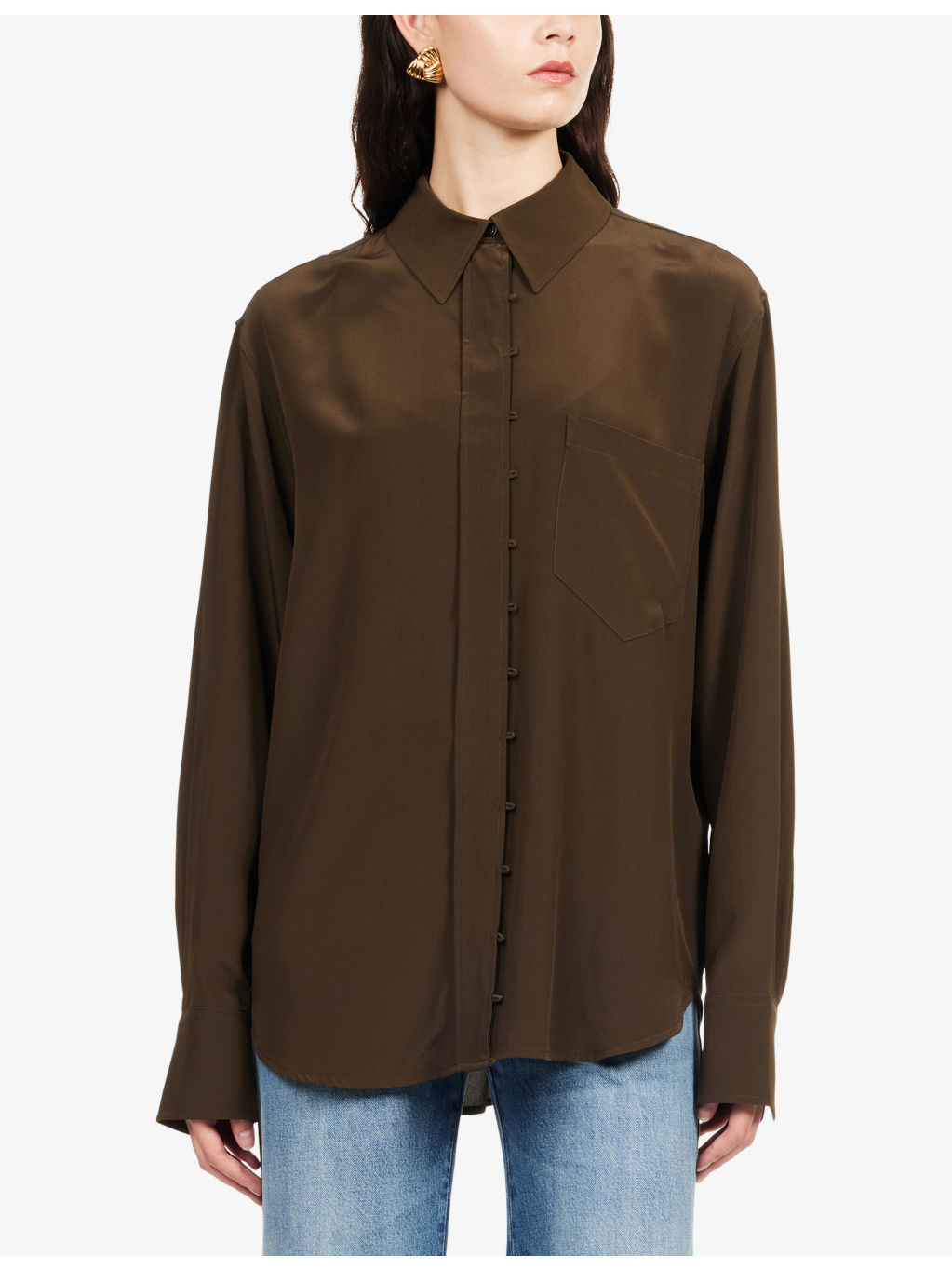 Rouleaux-Trim Silk Blouse - 3
