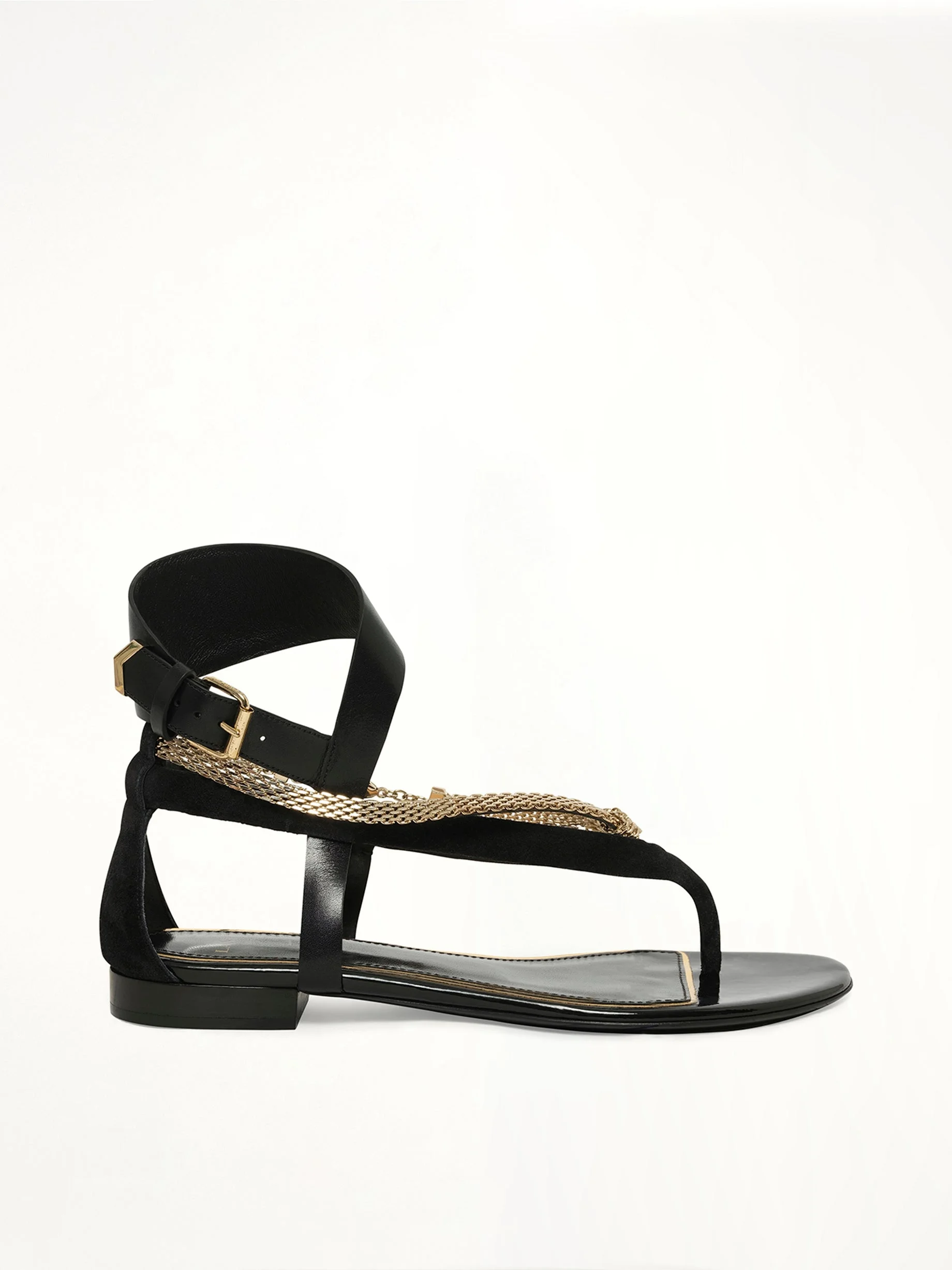 Flat Sandal in Black - 1