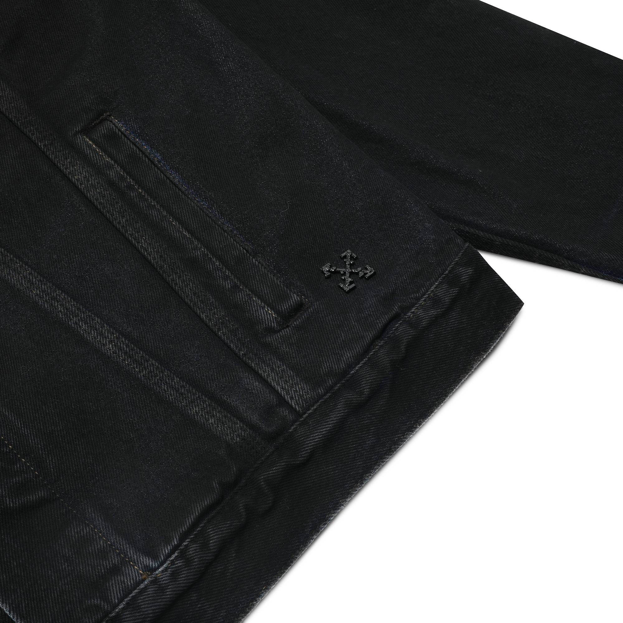 Off-White Stencil Slim Denim Jacket 'Black/Medium Blue' - 3