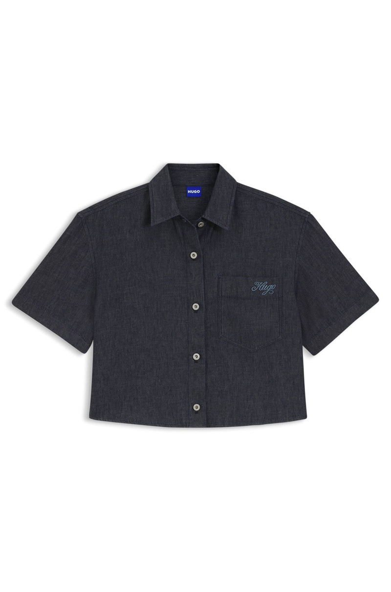 RELAXED-FIT CROPPED BLOUSE IN LIGHTWEIGHT DENIM 1