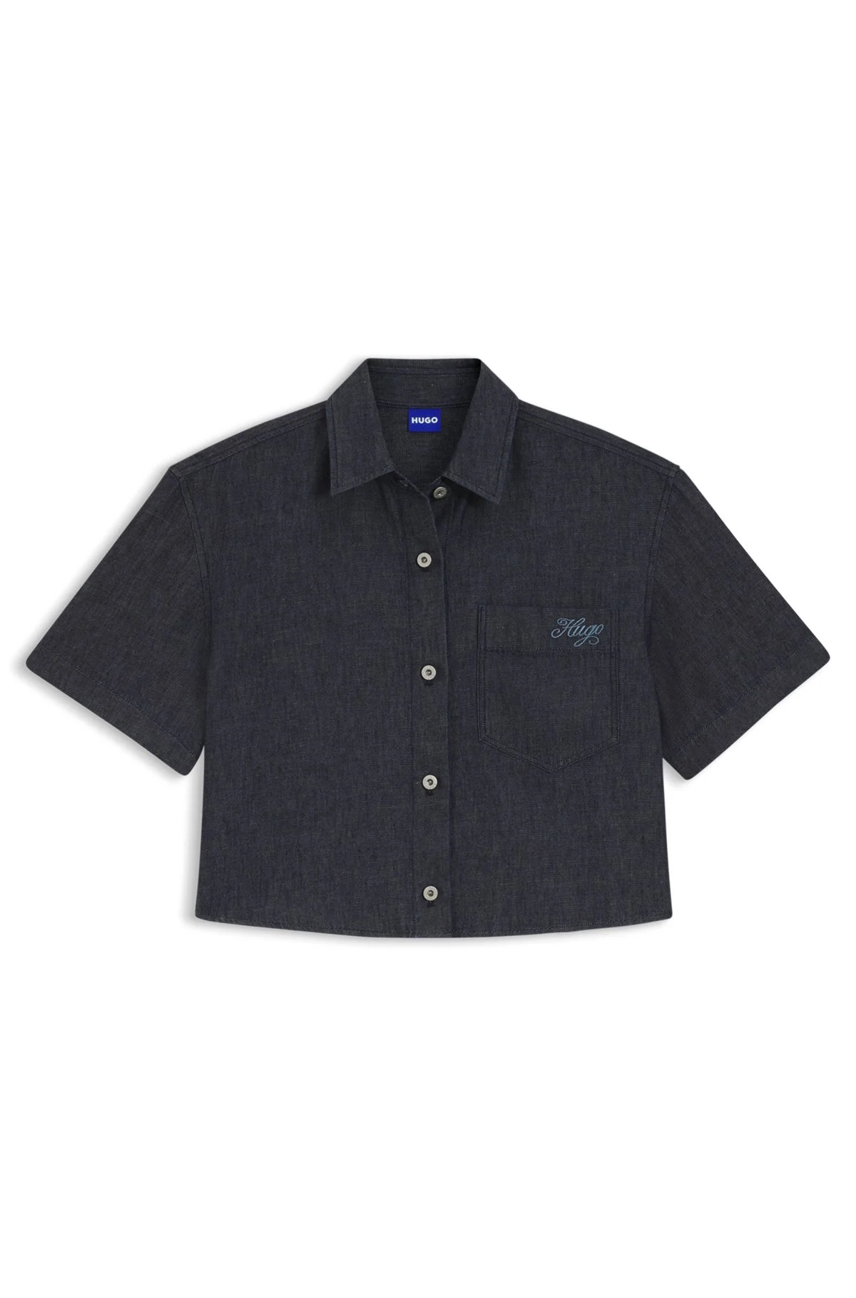 RELAXED-FIT CROPPED BLOUSE IN LIGHTWEIGHT DENIM - 1