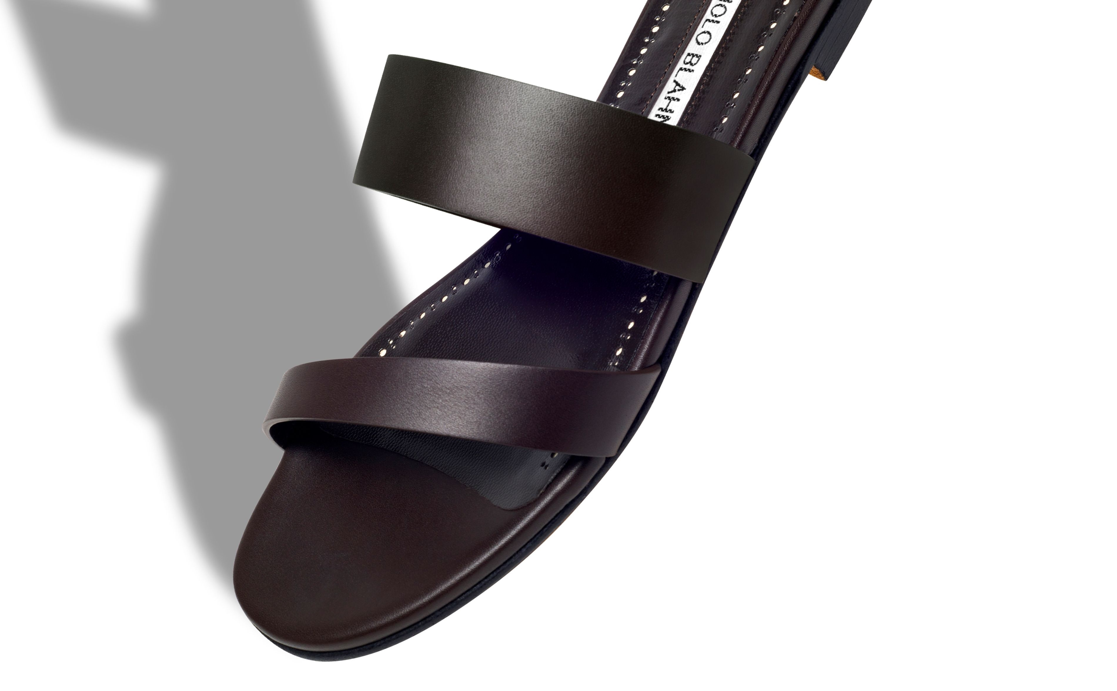 Dark Brown Calf Leather Flat Sandals - 4