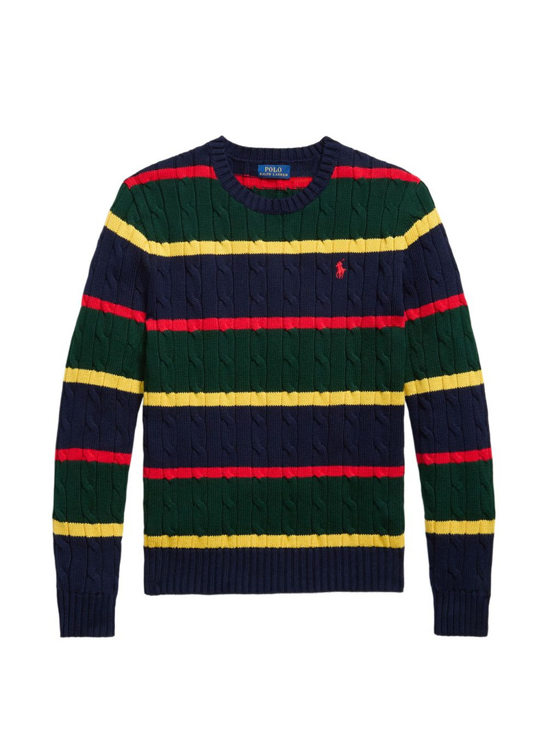 striped-pattern cable-knit sweater 1
