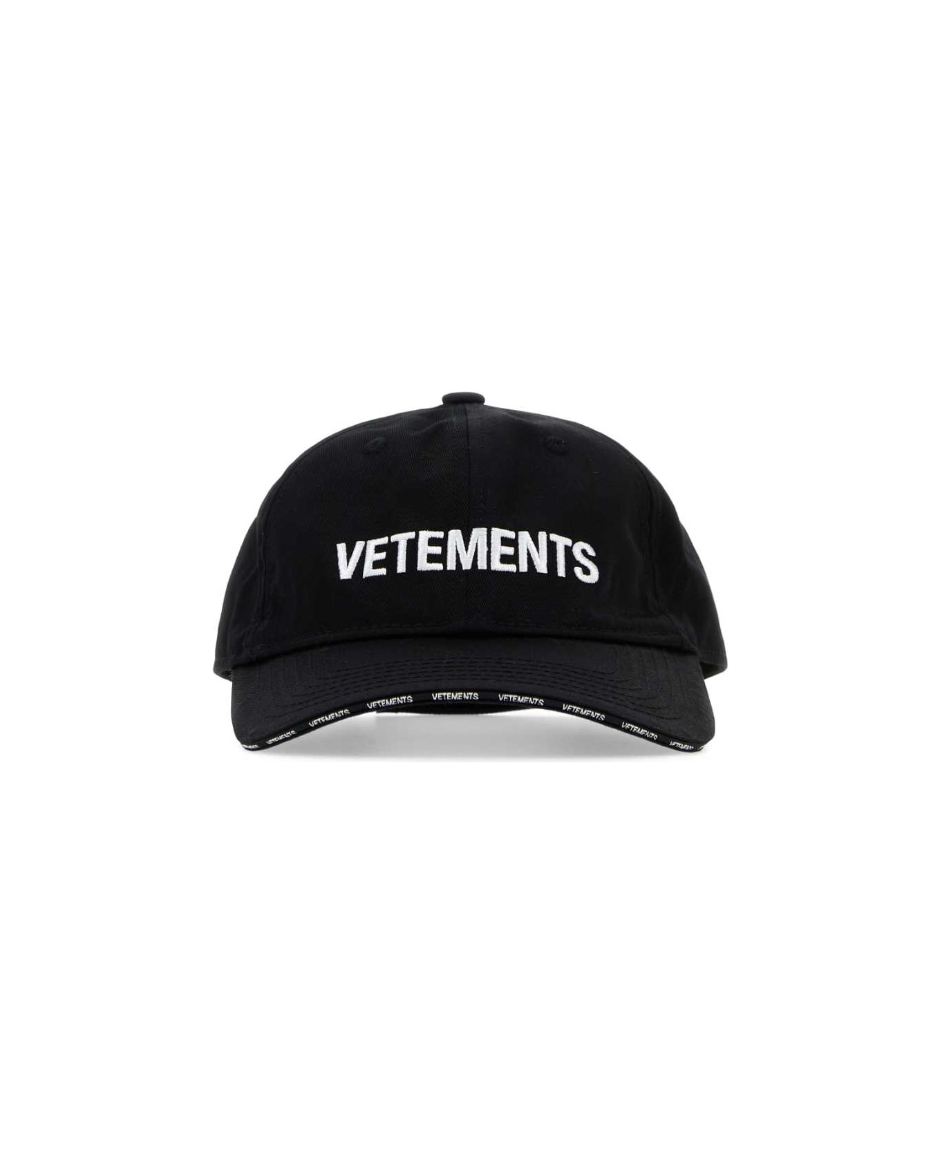 Black Cotton Baseball Cap - 1