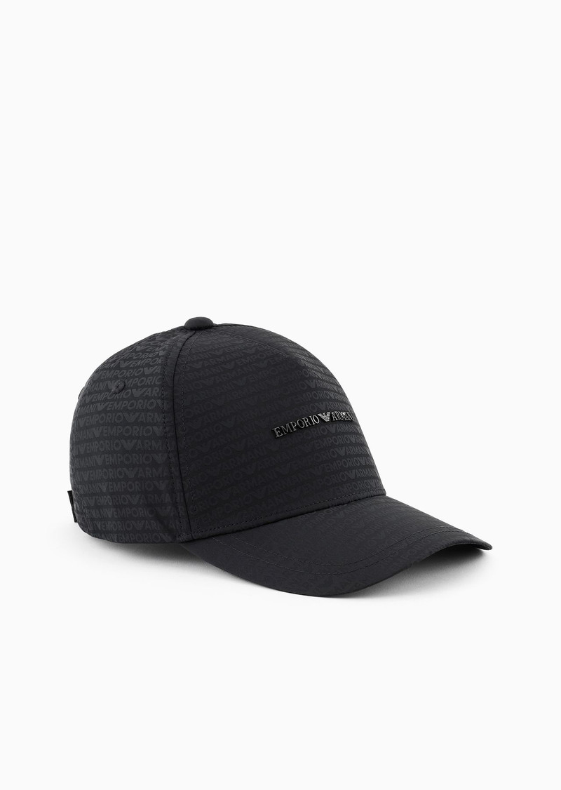 Jacquard nylon baseball cap with all-over logo lettering - 1