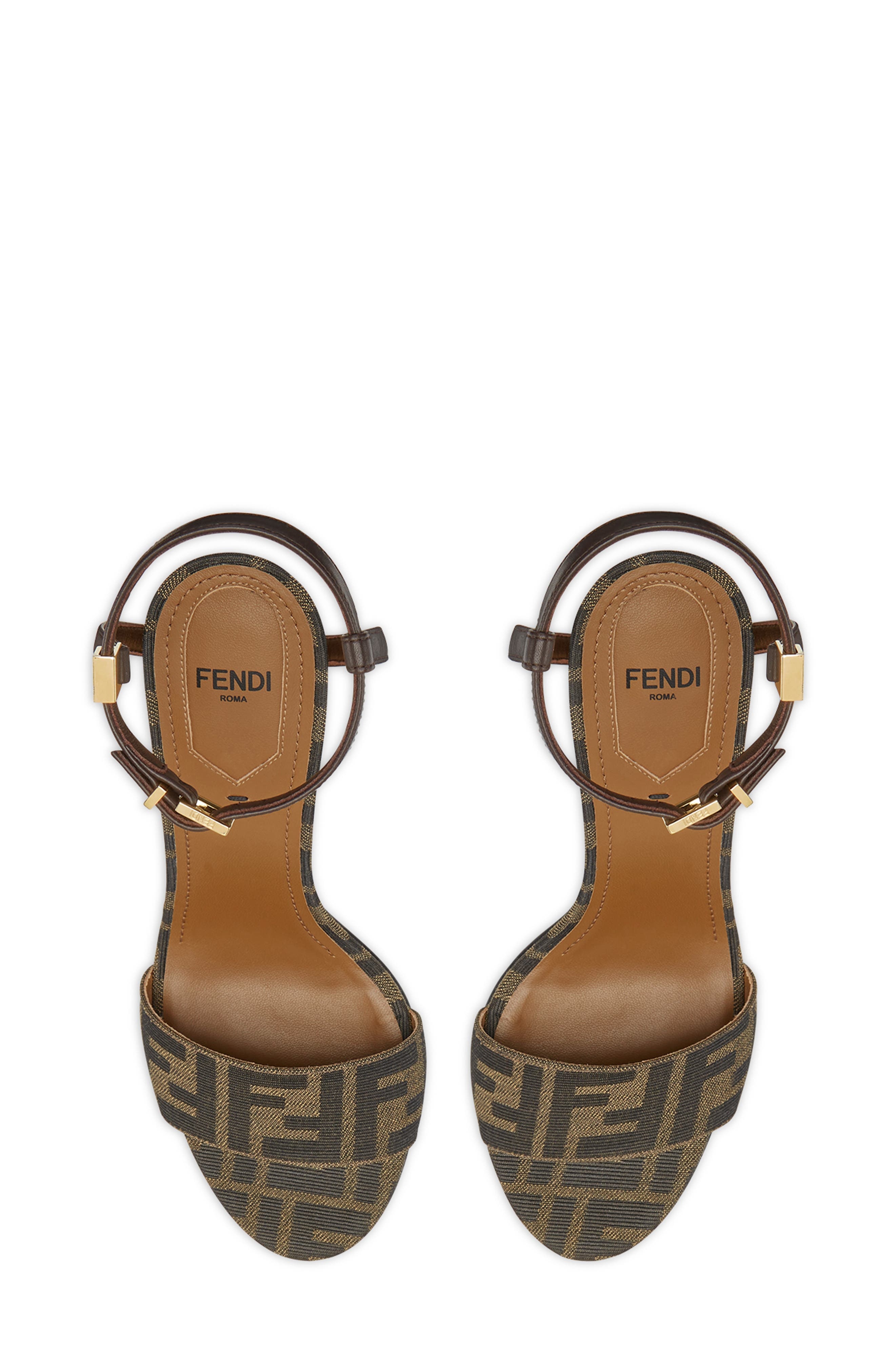 Fendi Delfina Ankle Strap Sandal in Brown/Black at Nordstrom - 4