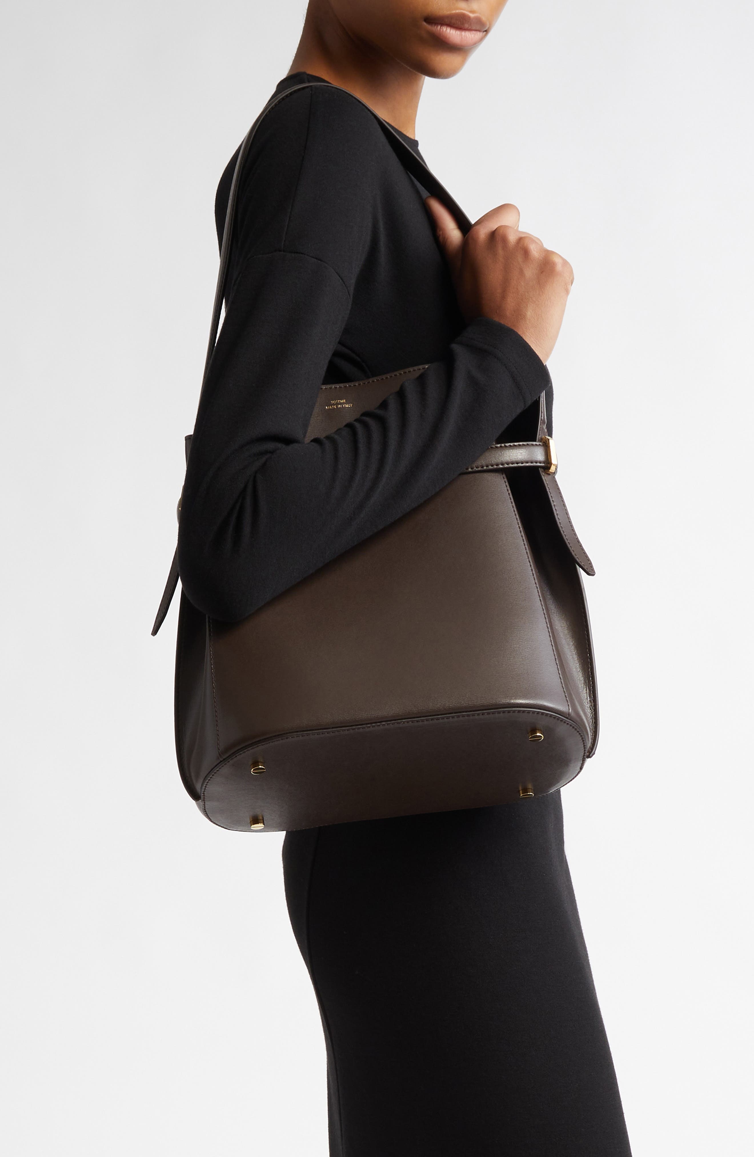 TOTEME Belted Leather Bucket Bag in Bark at Nordstrom - 3