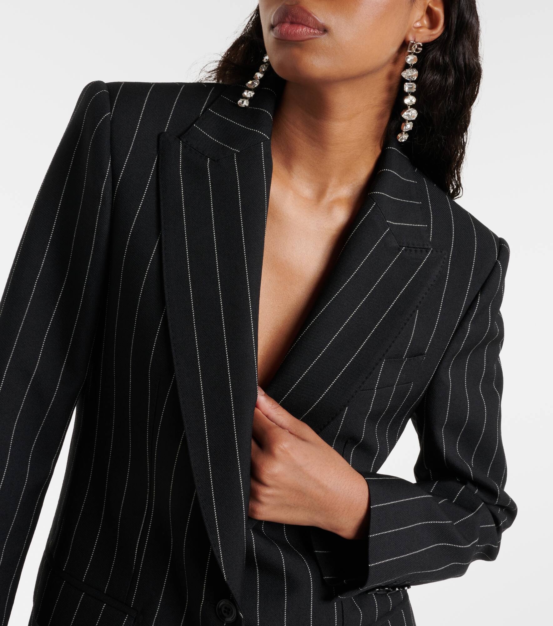 Pinstripe virgin wool blazer - 6