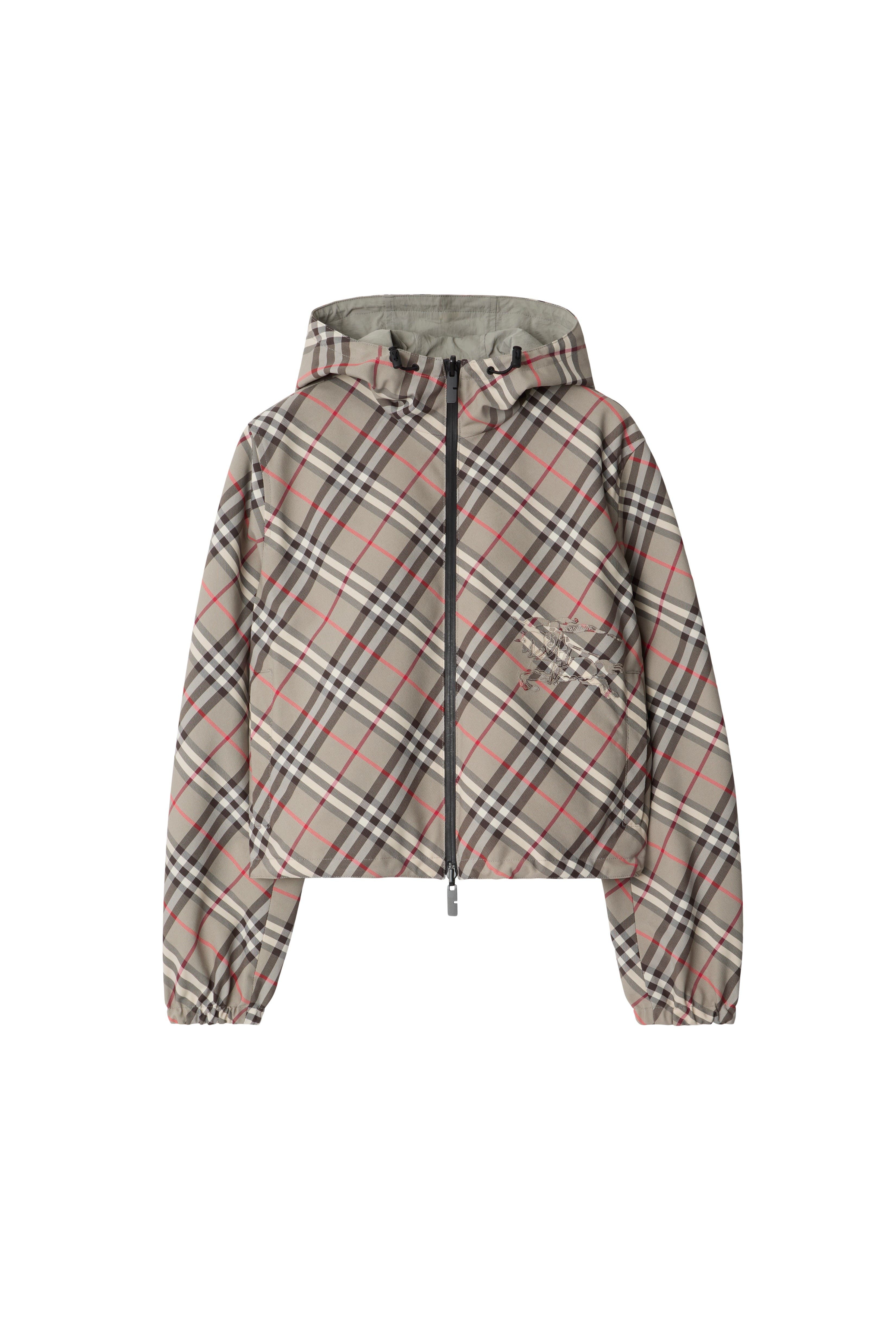 burberry Cropped Reversible Check Jacket in Mauve Grey at Nordstrom - 2