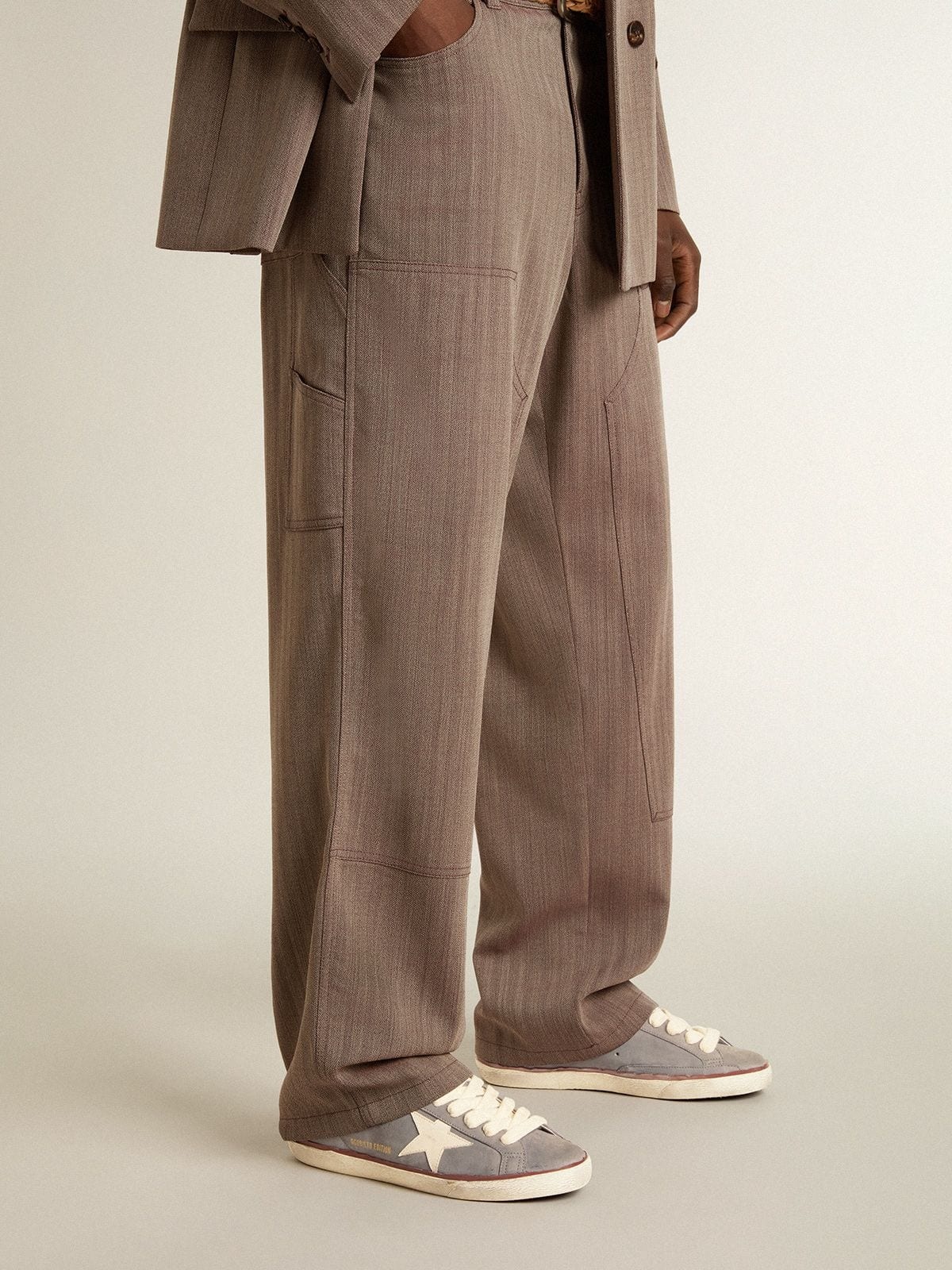 Super-Star LTD in light blue nubuck leather with white leather star and brown leather heel tab - 3