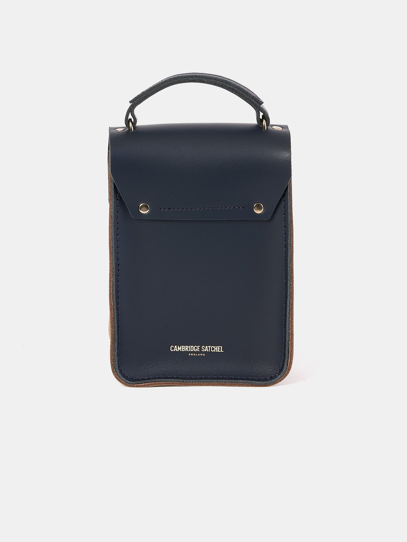 The Mini Binocular Bag - Mushroom, Navy & Red Patent 3