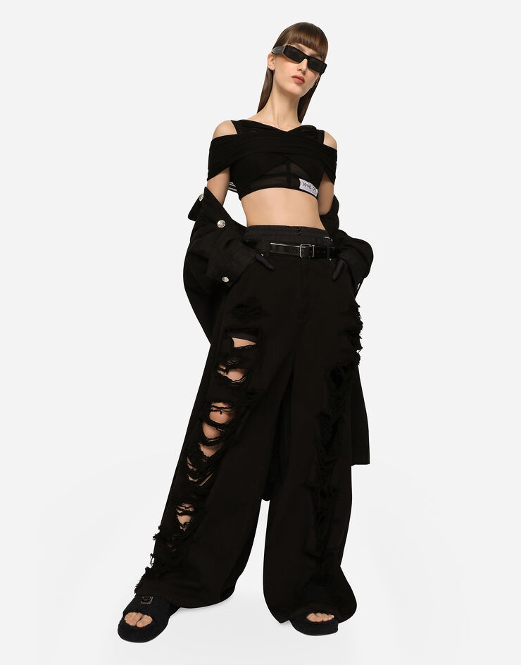 Flared jeans with ripped details - 6