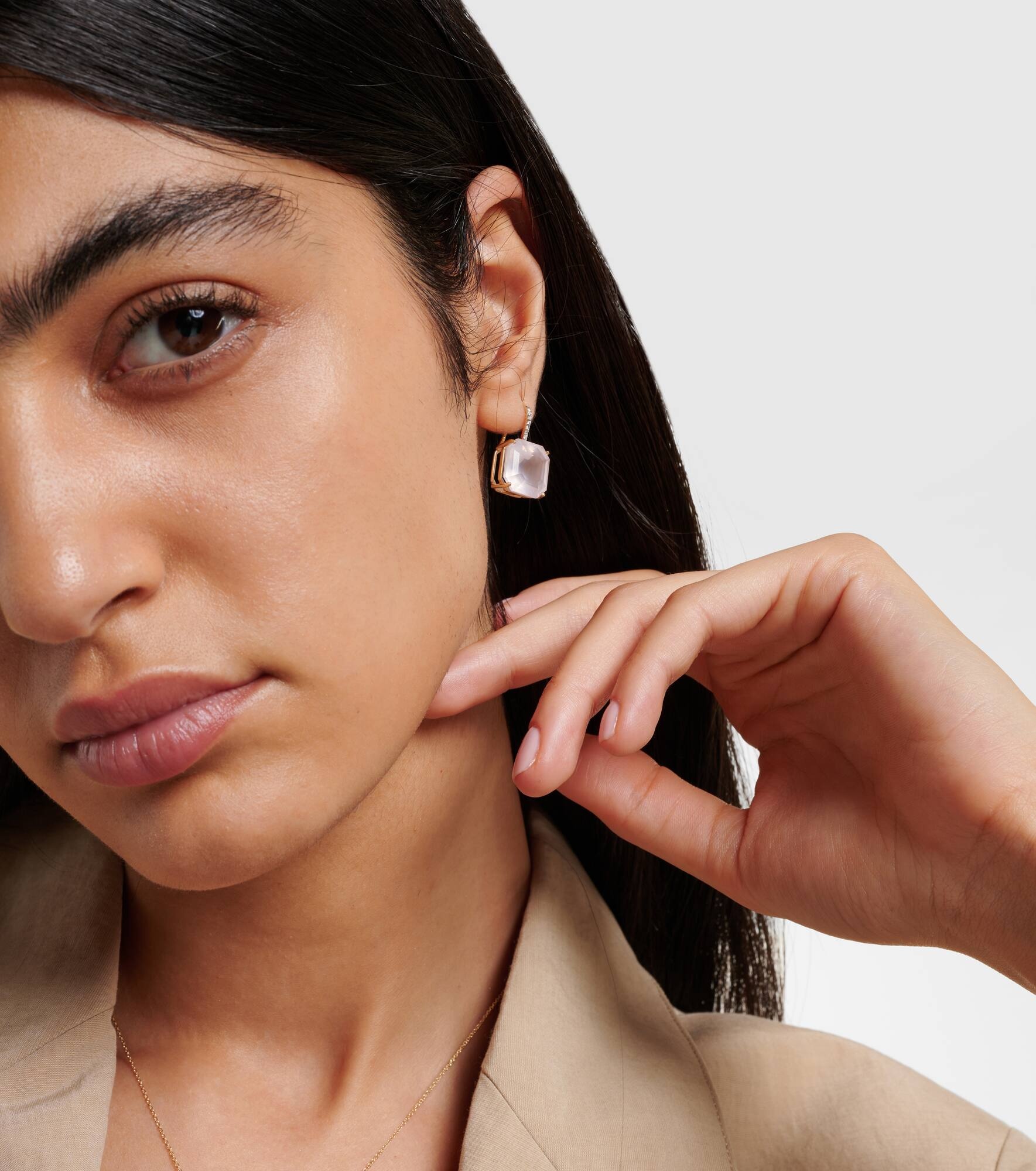 14kt gold earrings with topaz and diamonds - 2