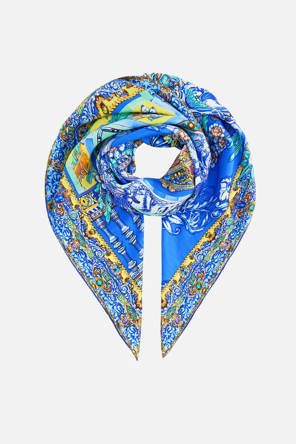 LARGE CRYSTALLED SILK SQUARE SCARF - 1