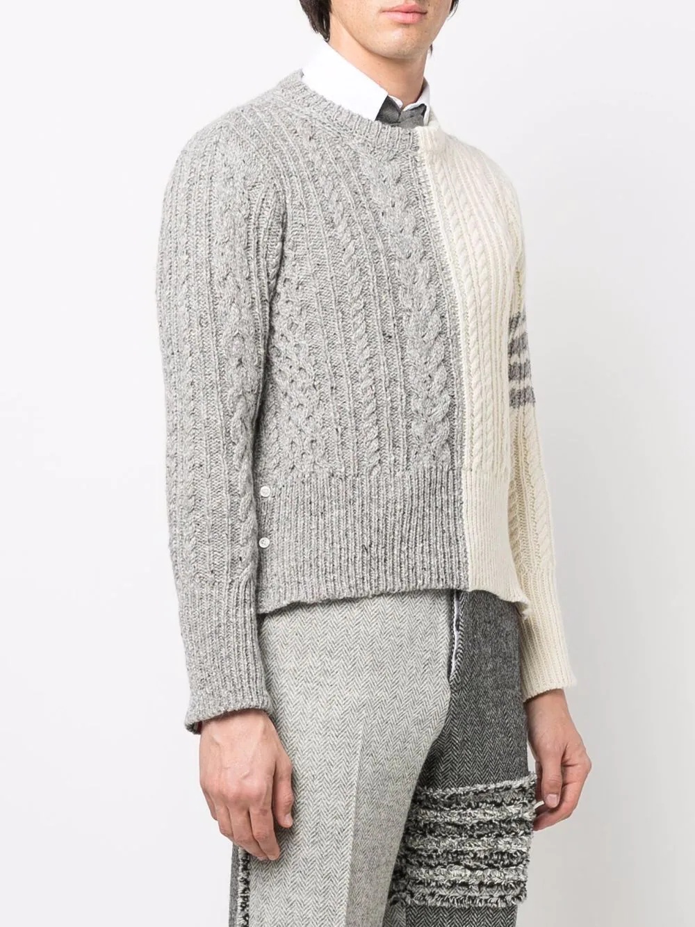 two-tone cable-knit jumper - 3