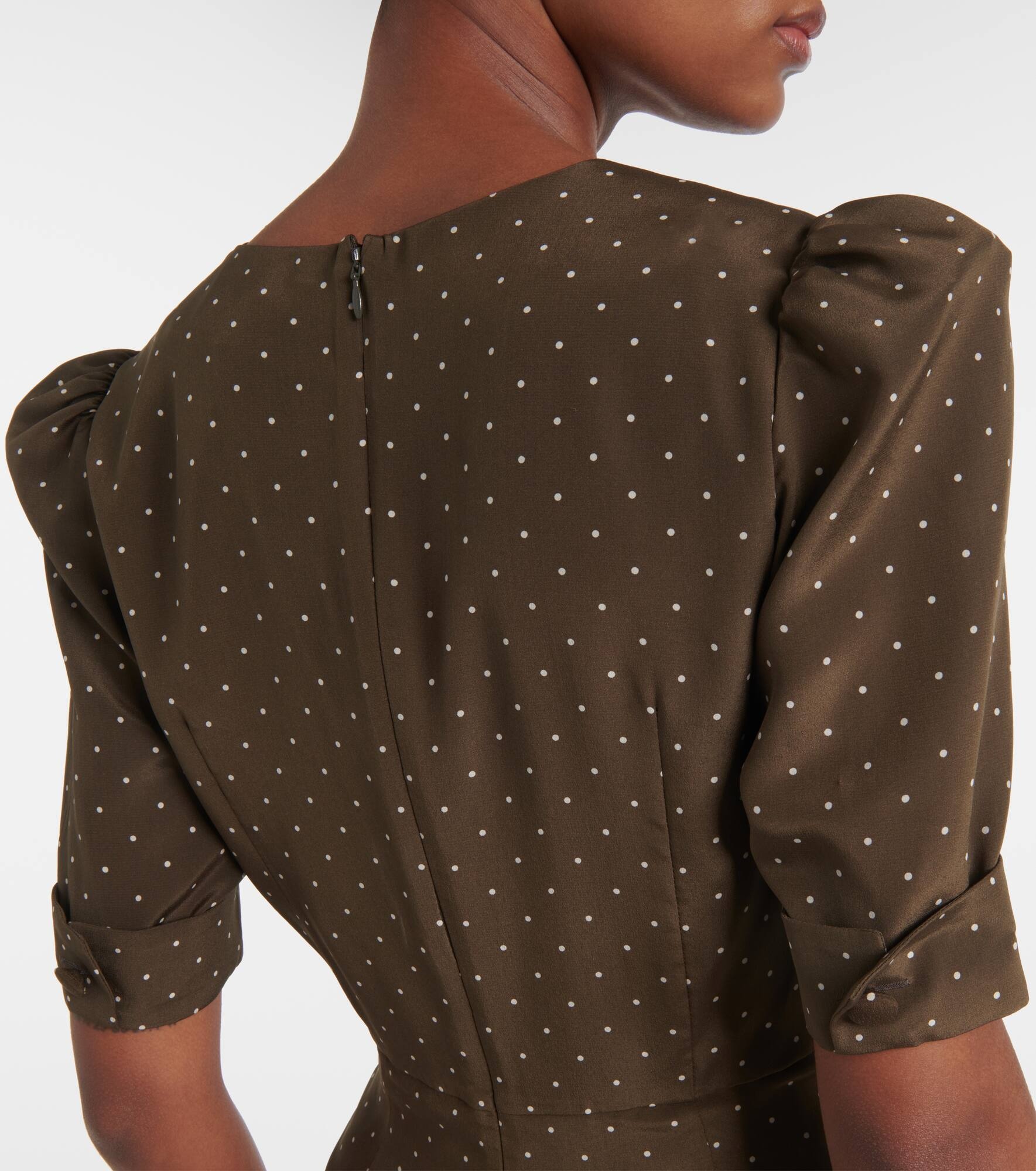 Polka-dot silk midi dress - 5
