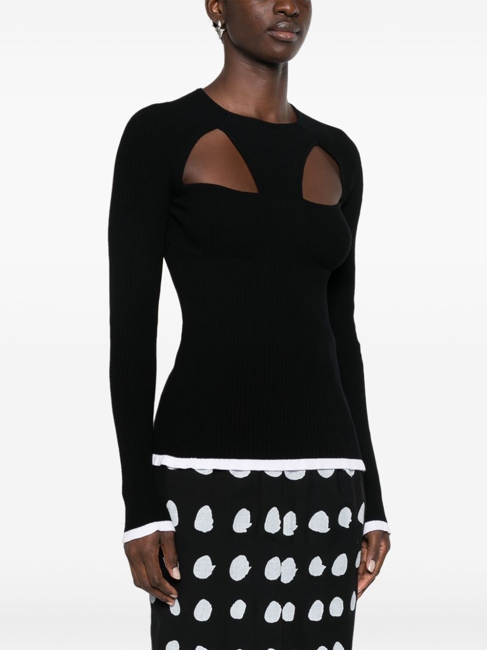 logo-intarsia cut-out jumper - 3