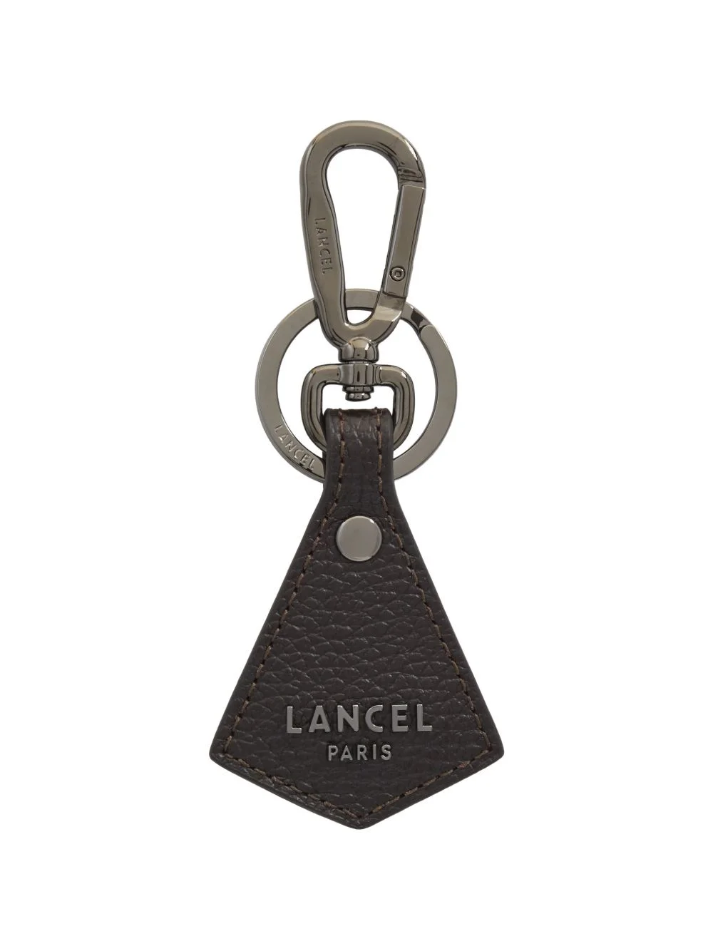 Pyramid grained-leather keyring - 1