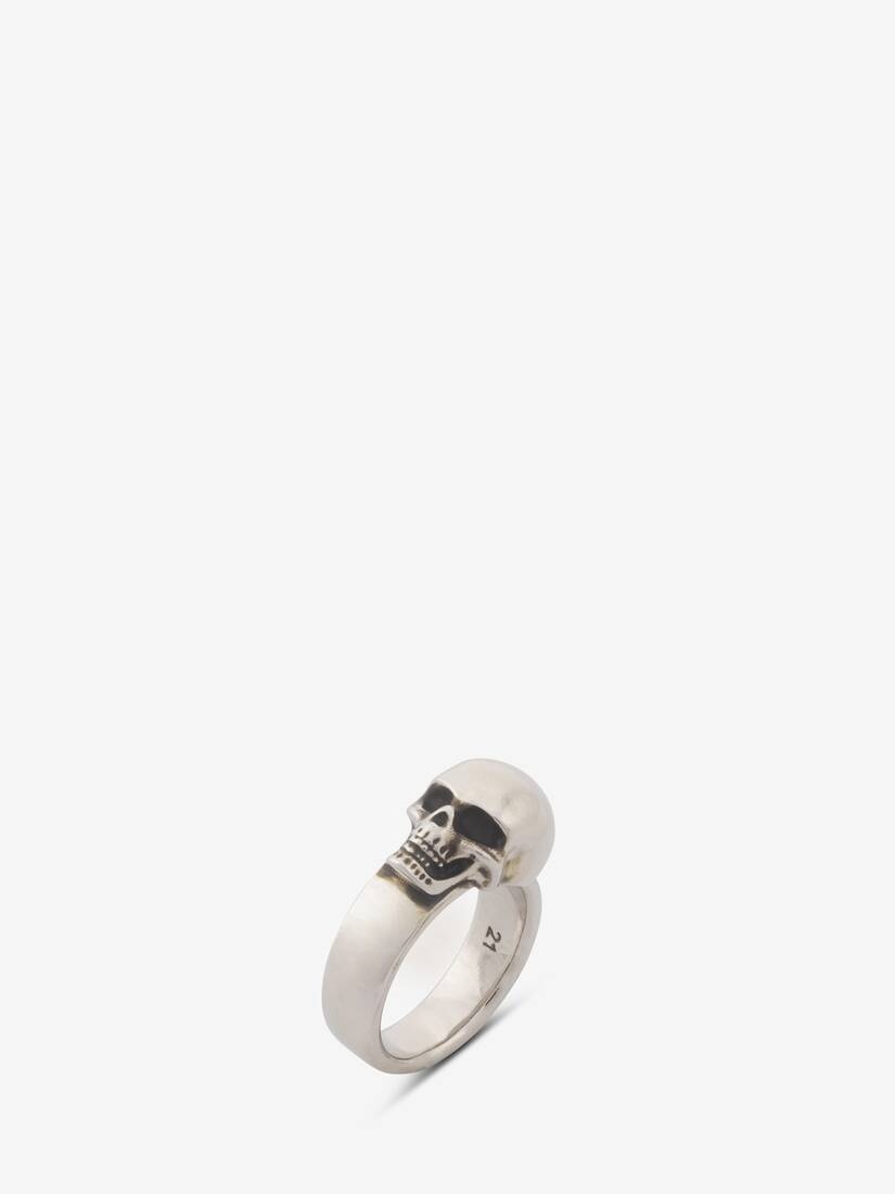 Men's The Side Skull Ring in Antique Silver - 4