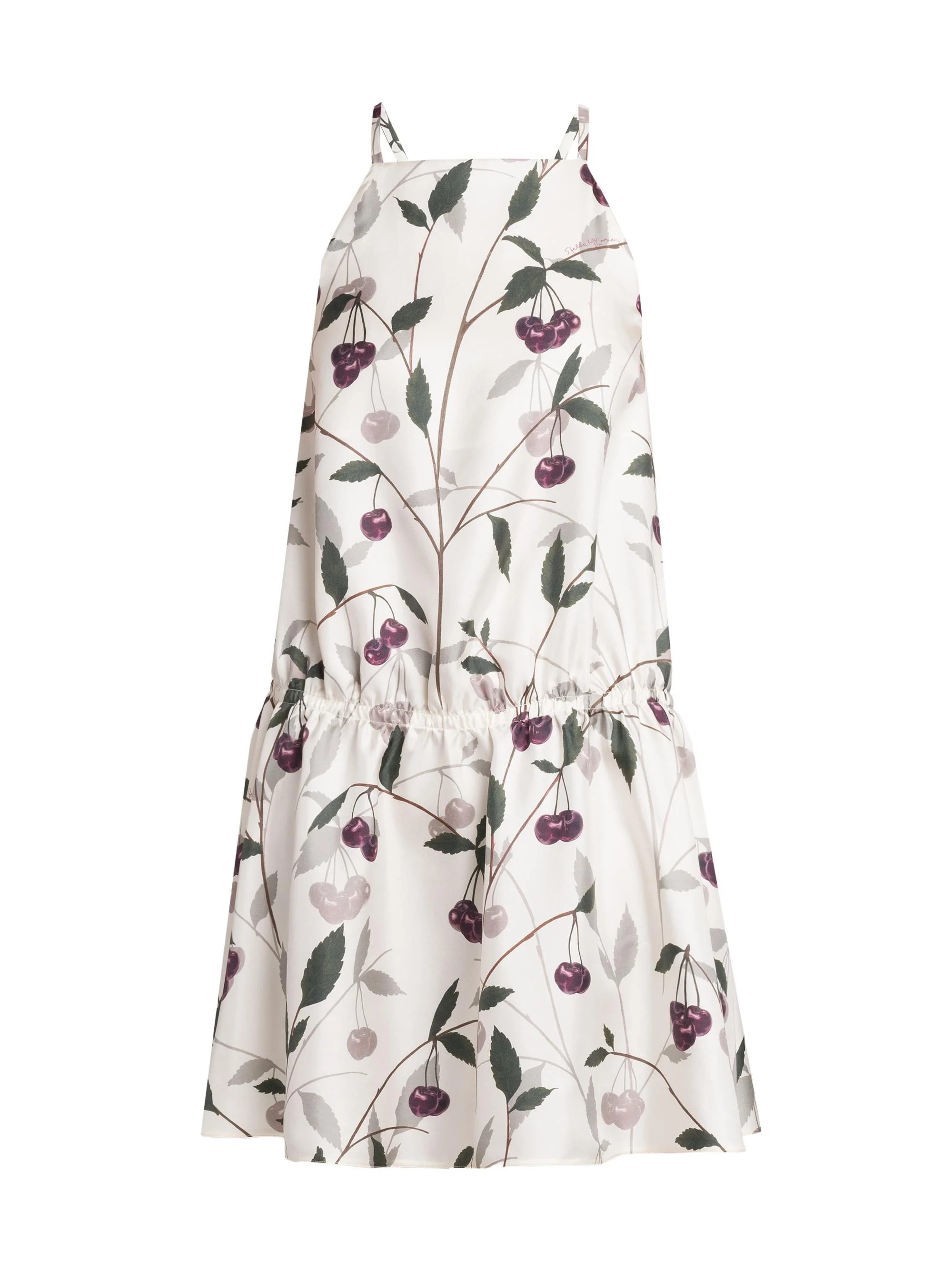 Women's High Summer Cherry Silk Minidress - Cream - 1
