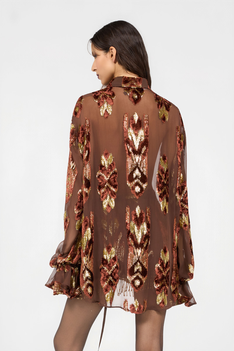 Brown Fil Coupé Shirt 4