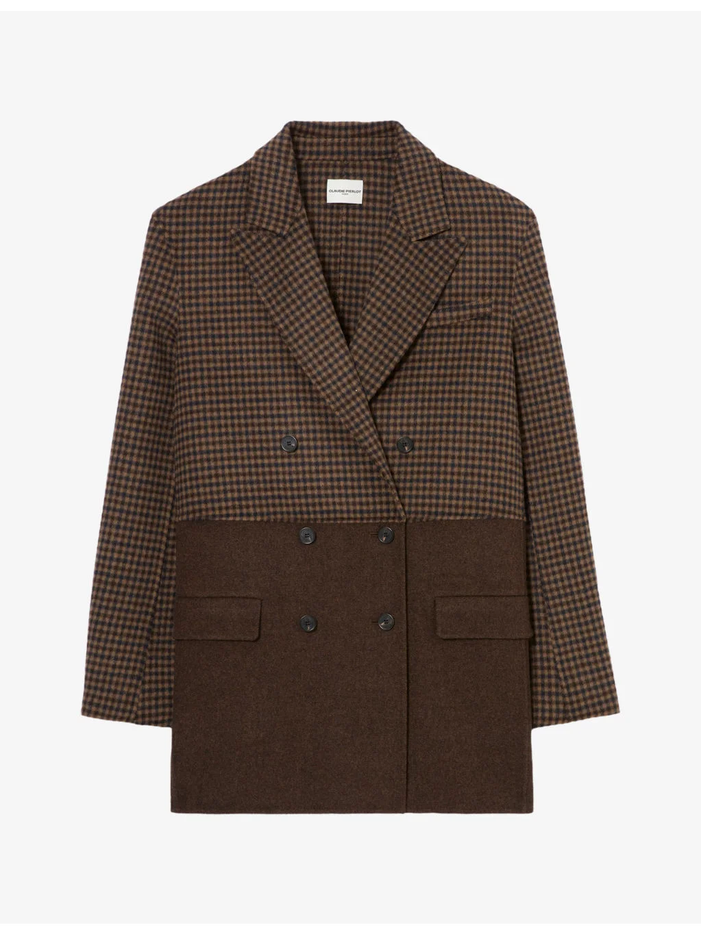 Checked Peak-Lapel Wool-Blend Coat - 1