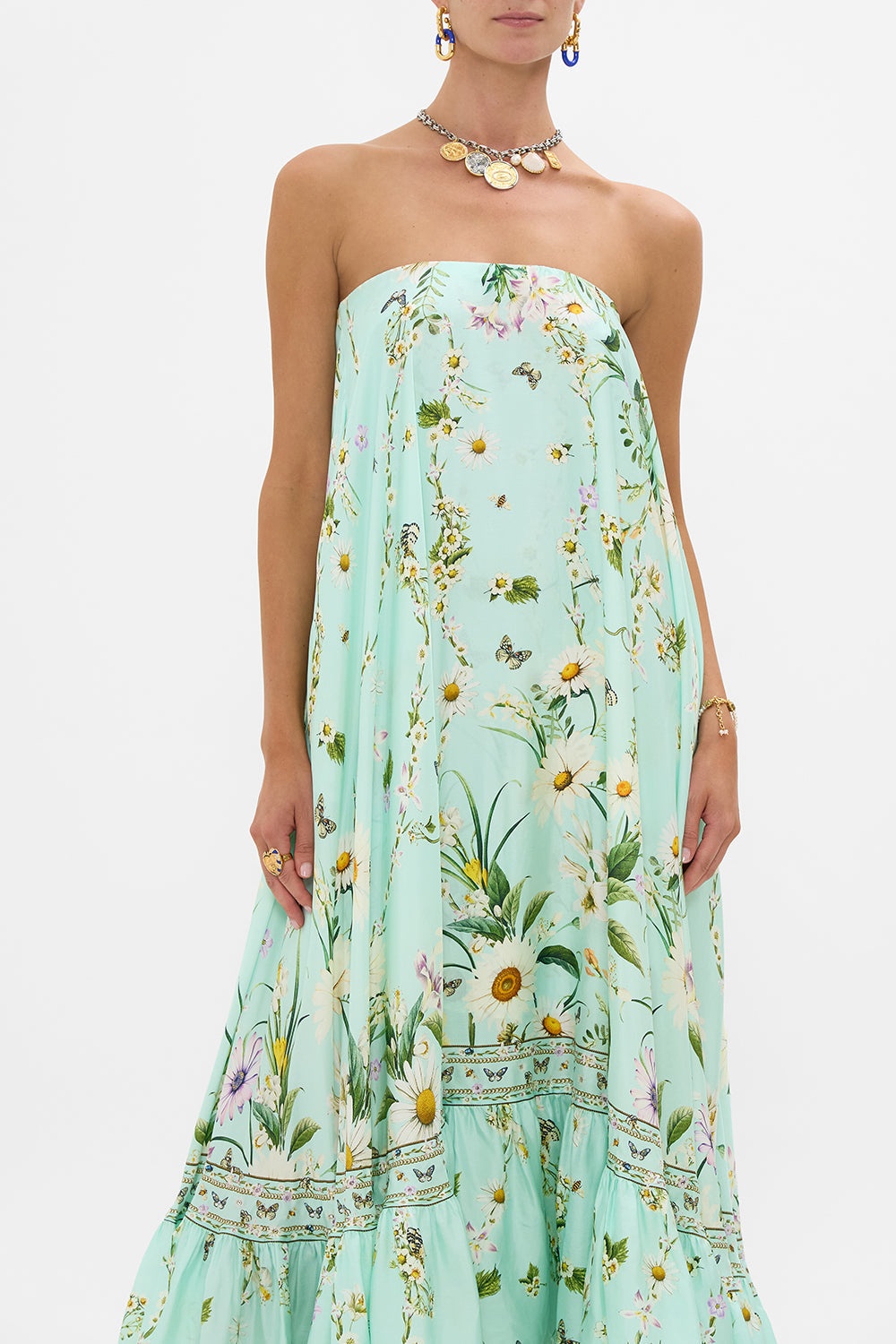 STRAPLESS MAXI WITH RUFFLE HEM - 5