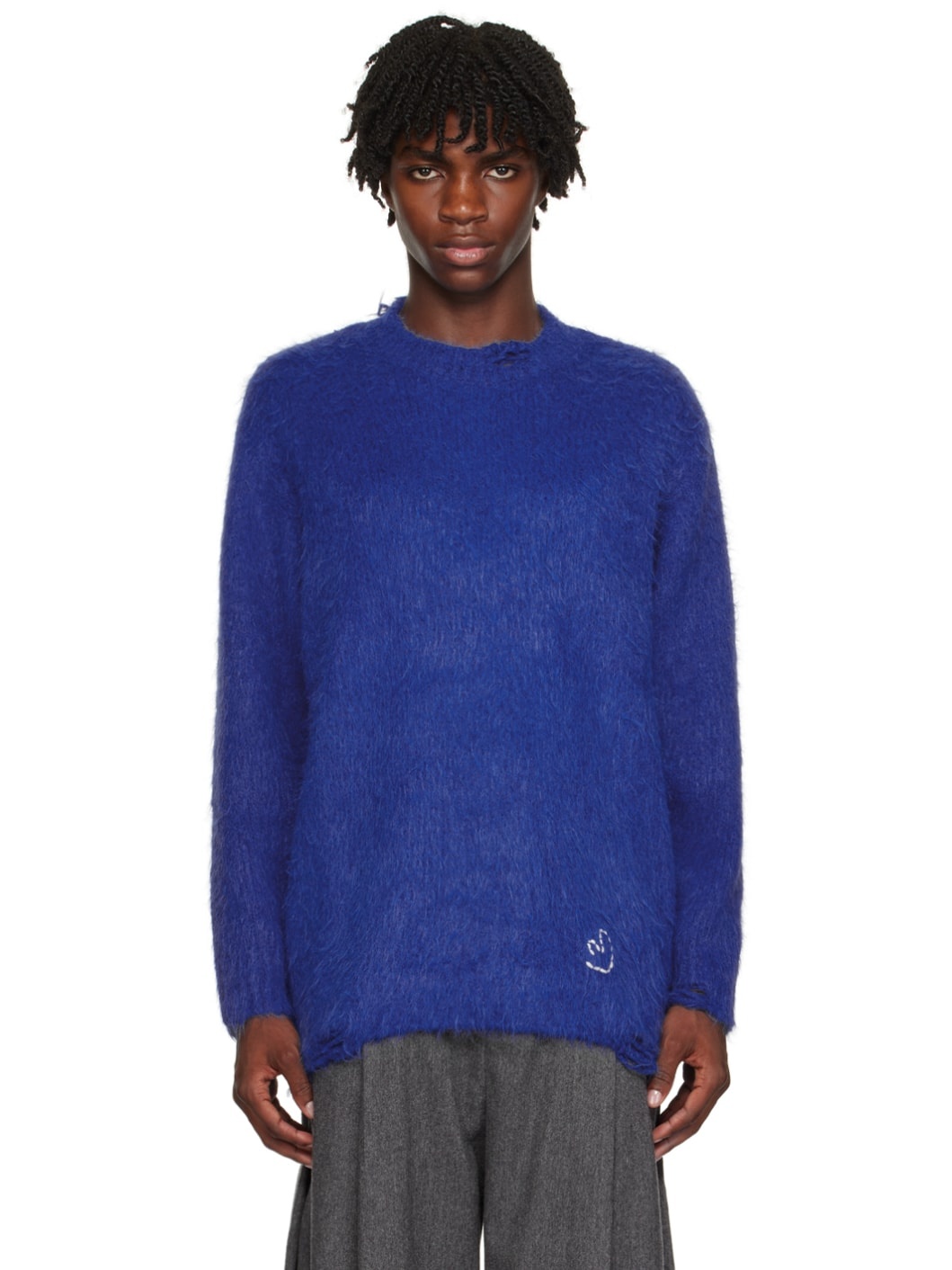 Blue Distressed Sweater - 1