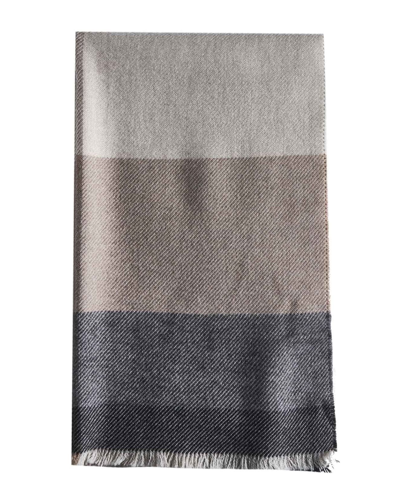 Wool And Cashmere Scarf With Check Motif - 1