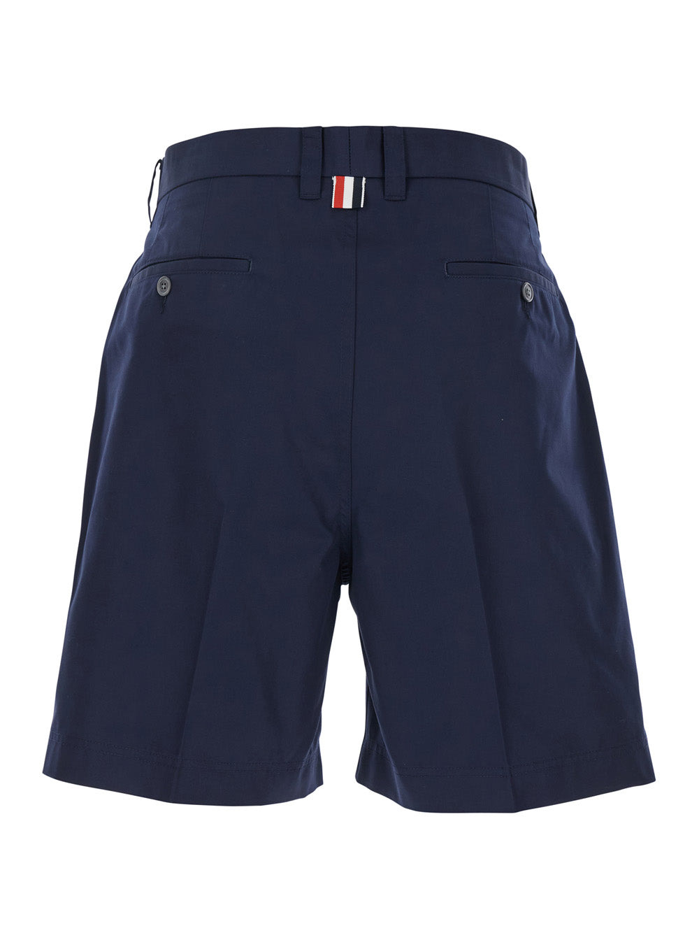 Thom Browne Men Blue Bermuda Pants With Logo Patch On The Rear And Belt Loops In Cotton Blend Man - 2