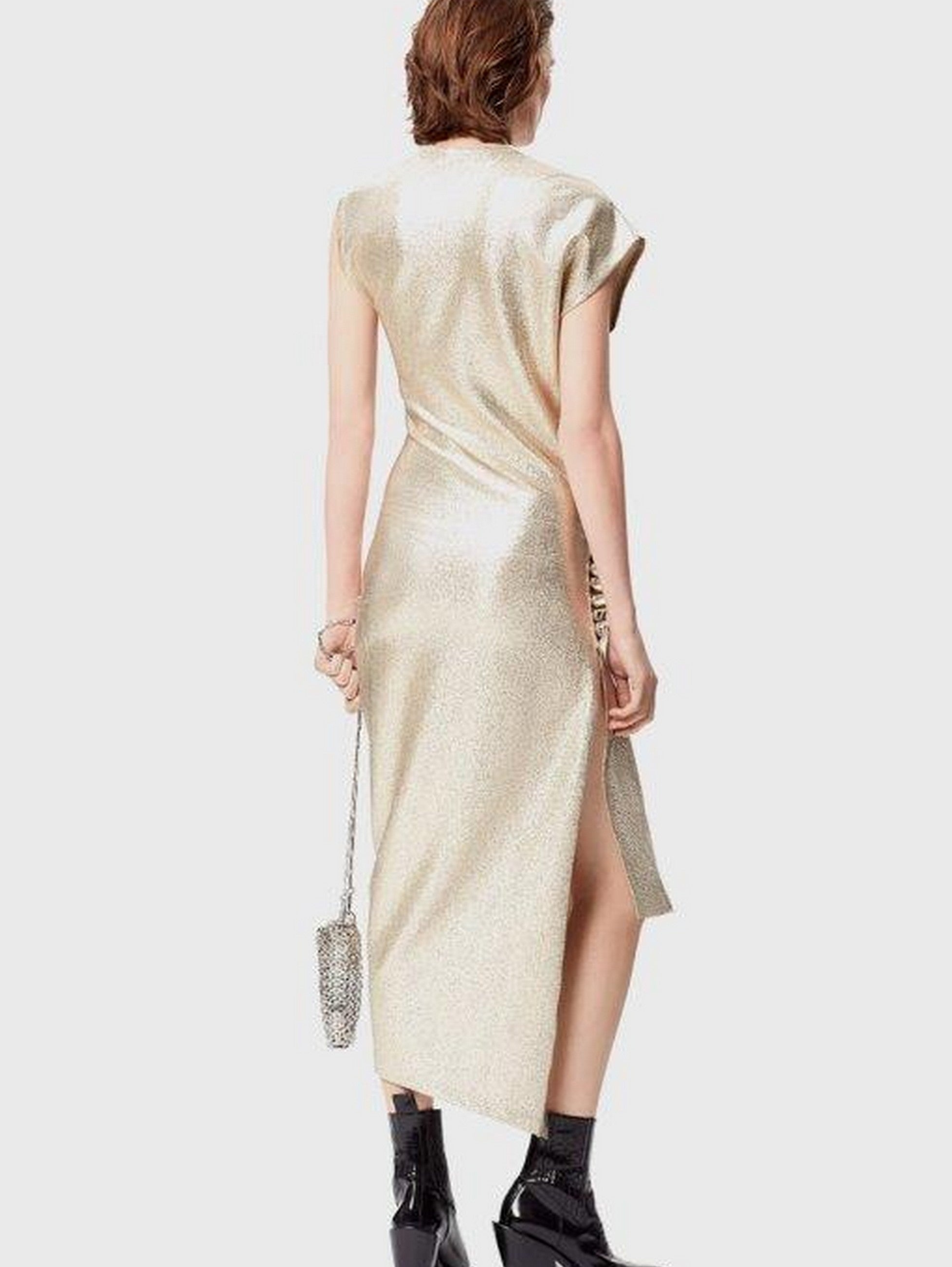 GOLD DRAPÉ PRESSION DRESS IN LUREX - 3