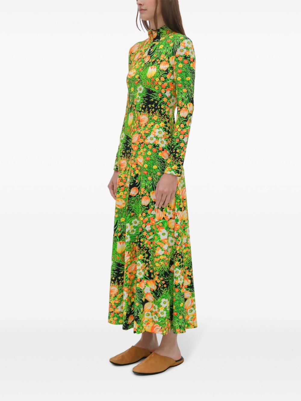 zip-up turtleneck maxi dress - 4