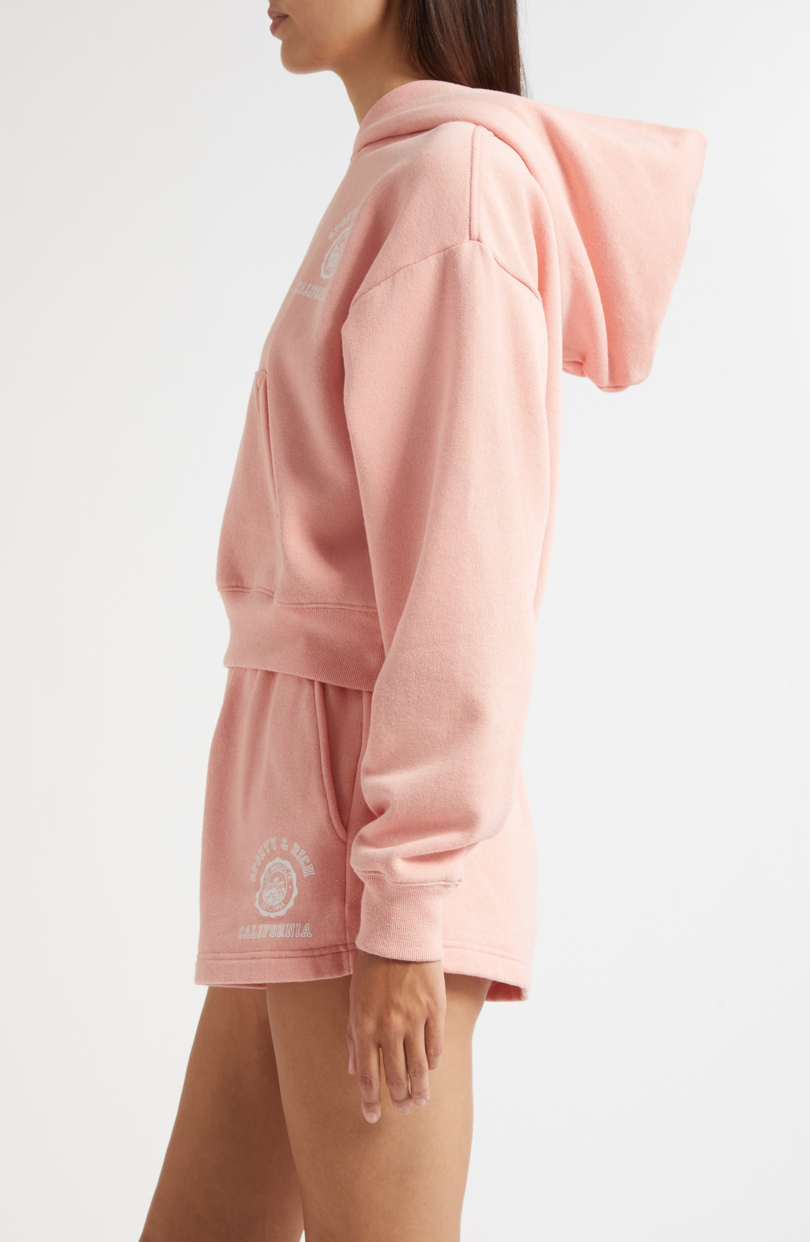 Sporty & Rich California Emblem Cotton Hoodie in Carnation at Nordstrom - 3