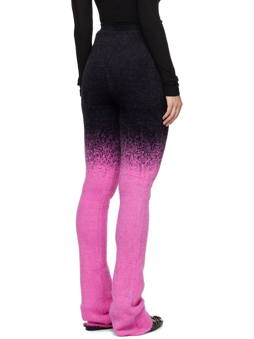 SSENSE Exclusive Black & Pink Knit Exaggerated Lounge Pants - 3