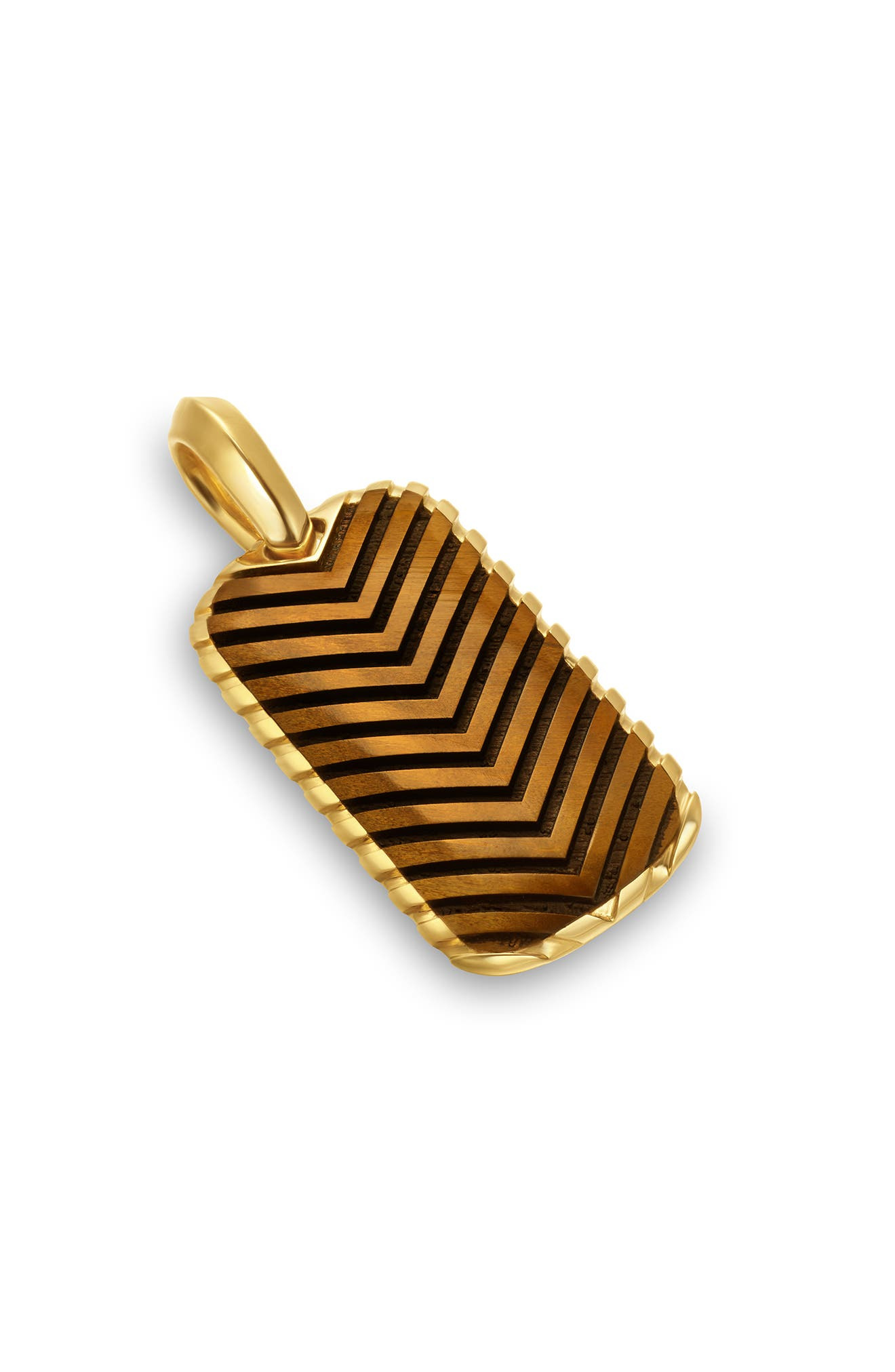 David Yurman Men's Chevron Tag in 18K Yellow Gold with Tiger's Eye, 27mm at Nordstrom - 4